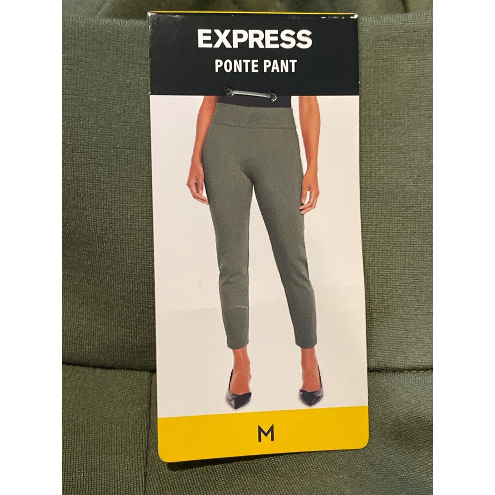Express Ponte Pant Women Size M Olive Green High Rise Slim Tapered Leggings New - Picture 9 of 14